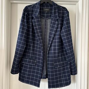 Liverpool Los Angeles Windowpane Boyfriend Blazer, Navy Blue
